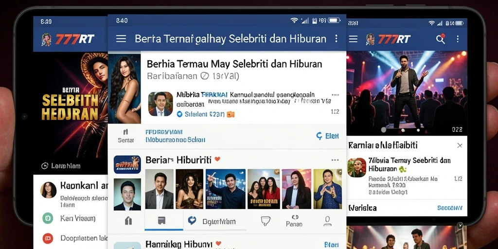 Tampilan antarmuka menarik aplikasi 777RT dengan berita selebriti.