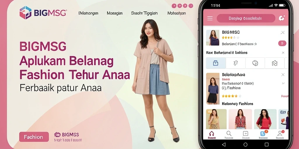 Antarmuka aplikasi BIGMSG dengan berbagai pilihan fashion terkini.
