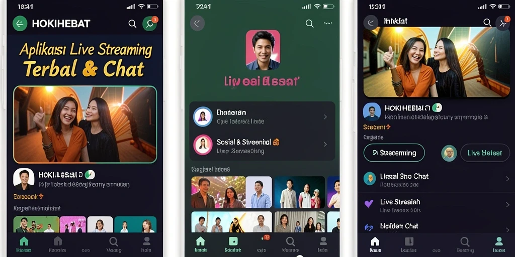 Tampilan antarmuka HOKIHEBAT saat Live Streaming yang interaktif.