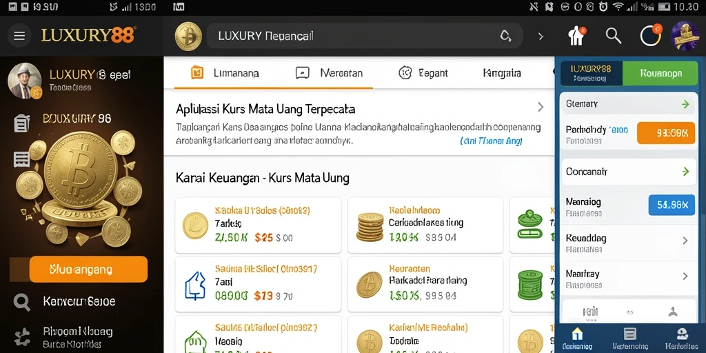 Antarmuka menarik LUXURY88 menampilkan kurs mata uang secara jelas.