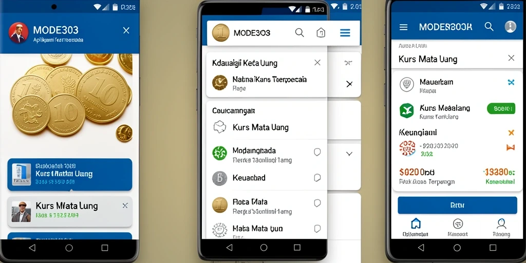 Antarmuka MOD303 yang user-friendly untuk kurs mata uang.