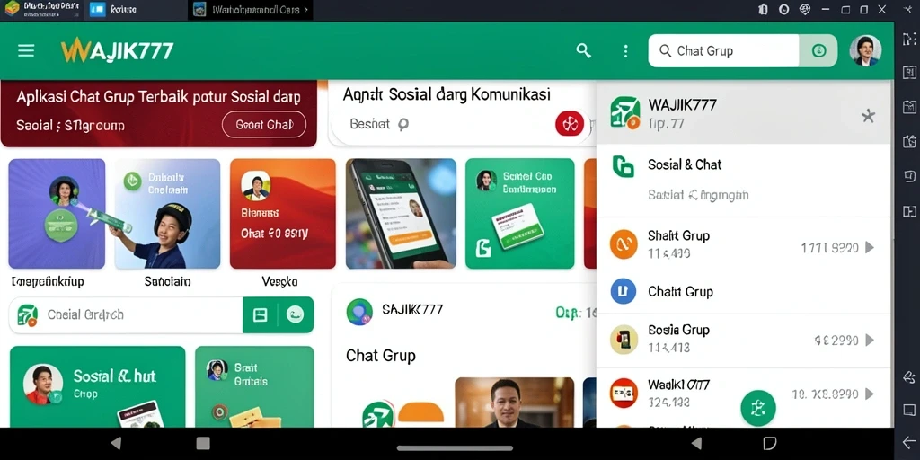 Antarmuka menarik WAJIK777 dengan fitur Chat Grup yang mudah digunakan.