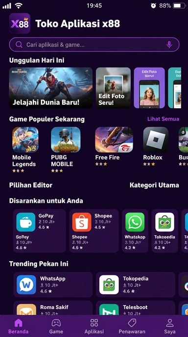 Indeks Aplikasi Populer x88 — Temukan dan Unduh Sekarang